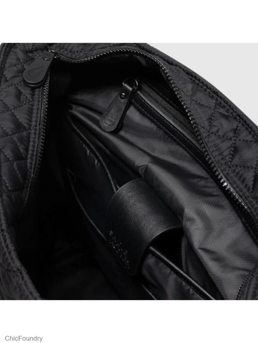 Quilted Nylon Tote Bag with Laptop Sleeve Adjustable Strap